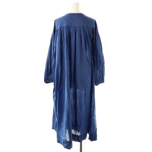 URBAN RESEARCH DOORS コットンボイルギャザーワンピース ロング 長袖 S ブルー /HK OS