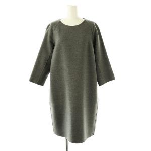 ウールワンピース 膝丈 七分袖 アンゴラ混 42 グレー /DO OS