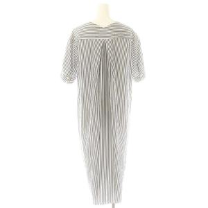 CYCLAS ストライプ柄シャツワンピース Vネック 36 紺 白 /MI OS