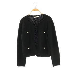 フロントホックデザインニットジャケットノーカラー 38 ブラック /DF OS