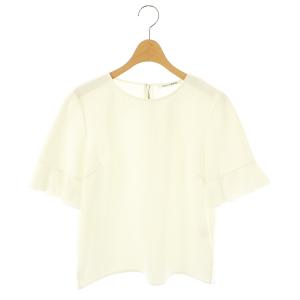 ポンチフリルスリーブカットソー ブラウス 半袖 38 白 ホワイト /AT OS
