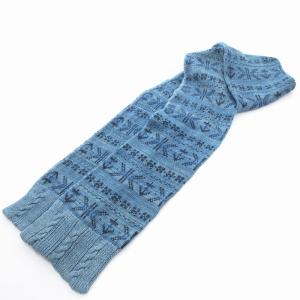 マフラー コットンニット フェアアイル柄 F インディゴブルー /UO