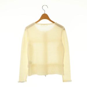 René フリルジップアップカーディガン ニット セーター 34 白 ホワイト /SS OS