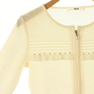 René フリルジップアップカーディガン ニット セーター 34 白 ホワイト /SS OS