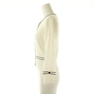 René ステッチデザインリブニットカーディガン クルーネック 長袖 34 白 ホワイト /AT OS