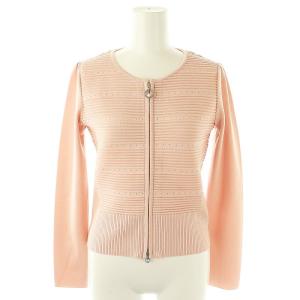 透かし編み ジップアップカーディガン ニット 34 ピンク /HK OS