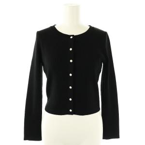 パールモチーフボタンカーディガン ニット 長袖 34 ブラック /HK OS
