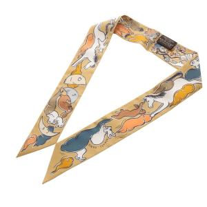 ツイリー スカーフ 千と一のウサギ シルク ベージュ・ドレ