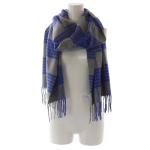 Johnstons of Elgin ジョンストンズ オブ エルガン マフラー チェック カシミヤ フリンジ グレー ブルー /YO17