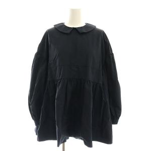 23SS フラットカラーティアードブラウス 長袖 F ネイビー /DO OS