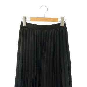 ANAYI サテンプリーツスカート ミモレ ロング 34 紺 ネイビー /AT OS