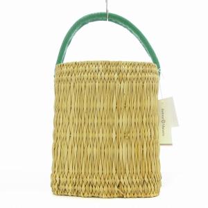 ×Fatima Morocco タグ付き カゴバッグ ワンハンドル スクエア 山羊革 F 黄 イエロー