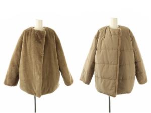 リバーシブルエコファージャケット 中綿 ノーカラー 1 ベージュ /HK OS