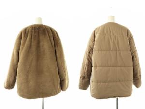 MILA OWEN MILAOWEN リバーシブルエコファージャケット 中綿 ノーカラー 1 ベージュ /HK OS