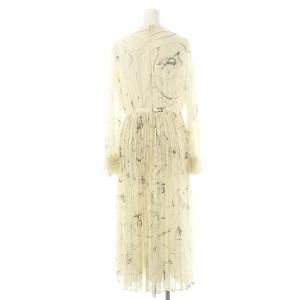 CELFORD × ハナエモリ HANAEMORI 蝶ネクタイ付きプリーツワンピース ロング 長袖 38 アイボリー ブラック