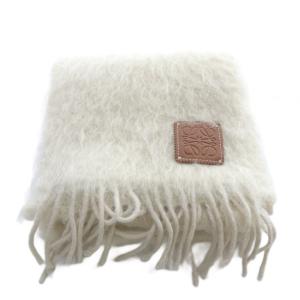 LOEWE ウール モヘヤ フリンジ マフラー アイボリー /SR41 OH