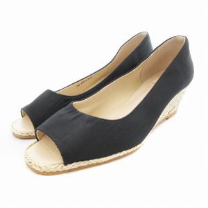 パンプス オープントゥ ウェッジソール ラメ 23.5cm チャコールグレー /JS