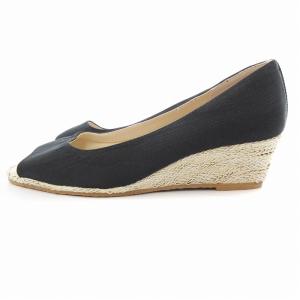 DIANA パンプス オープントゥ ウェッジソール ラメ 23.5cm チャコールグレー /JS