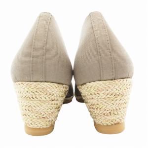 DIANA ウィル フィット WELL FIT 美品 リボンウェッジソールパンプス オープントゥ 23.5cm グレージュ