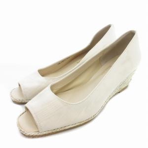 パンプス オープントゥ ウェッジソール 23.5cm アイボリー /UD