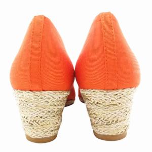 DIANA 美品 オープントゥパンプス ミドルヒール ウェッジソール 23.5cm オレンジ CM45612 /GV