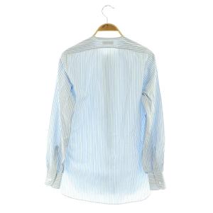 Charvet × ドゥロワー Drawer ストライプシャツ 長袖 ノーカラー 比翼ボタン 14 ブルー /MY OS