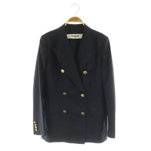 SUPER140 ウールジャケット テーラード ダブル 金ボタン 36 ネイビー /MY OS