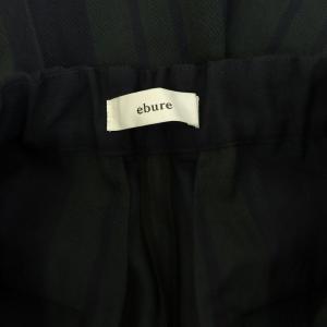 ebure 先染ウールツイル チェック パンツ ワイド タック 38 グリーン ネイビー /MY OS