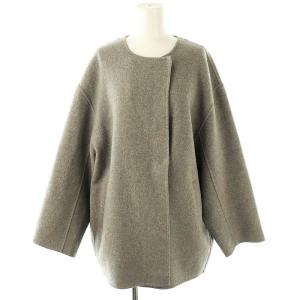 23AW HAMILTONダブルフェイスショートコート ノーカラー ウール グレー /NR OS