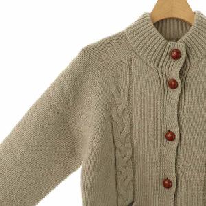 MARGARET HOWELL ケーブル編みハイネックニットカーディガン ウール 2 グレージュ /DO OS