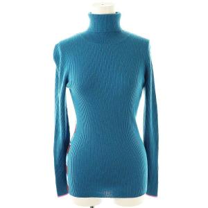 ウールタートルリブニットトップス セーター 長袖 M ブルー /DF OS