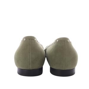 PELLICO パンプス フラット スクエアトゥ スタッズ スエード 37.5 カーキ /YO12