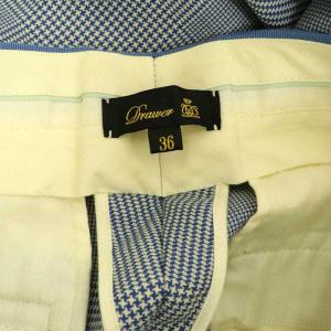 Drawer 千鳥格子スラックスパンツ テーパード ウール 36 ブルー /MY OS