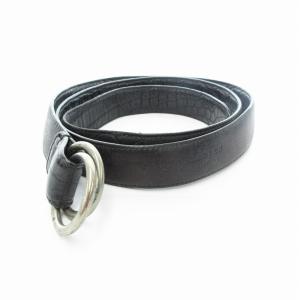 ダブルリングナローベルト レザー 黒 ブラック /UD AD