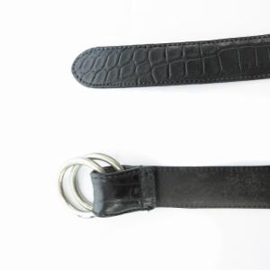 POLO RALPH LAUREN ダブルリングナローベルト レザー 黒 ブラック /UD AD