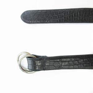 POLO RALPH LAUREN ダブルリングナローベルト レザー 黒 ブラック /UD AD