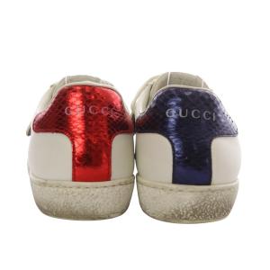 GUCCI エース Ace Blind for Love スニーカー ローカット 刺繍 ベルクロ レザー 35 ホワイト