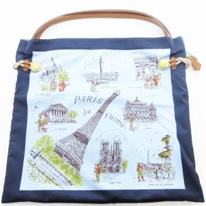 TREASURE マイルドサテンスカーフパネル柄トートバッグ 青 ブルー /UO