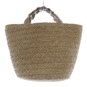 HELEN KAMINSKI レザーハンドル ラフィア ハンドバッグ トートバッグ かごバッグ 茶色 ブラウン /SR14