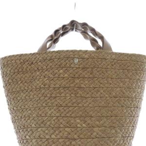 HELEN KAMINSKI レザーハンドル ラフィア ハンドバッグ トートバッグ かごバッグ 茶色 ブラウン /SR14