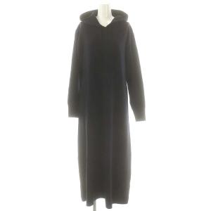 24AW フーテッド ニットロングワンピース ウール混 紺 /MI OS