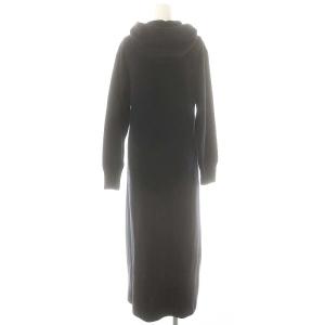 Spick&Span 24AW フーテッド ニットロングワンピース ウール混 紺 /MI OS