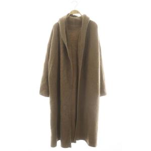 Alpaca Long Gown ガウンコート フード アルパカ ウール混 茶 /MI OS