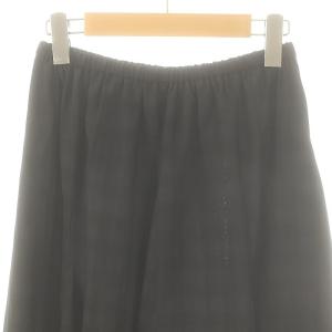 IENA 24SS ギンガムチェックパネルスカート フレア 36 黒 グレー /MI OS