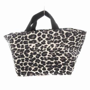 ナイロン舟型トートS ハンドバッグ ミニ レオパード柄 白 ホワイト 黒 ブラック 901F /JS