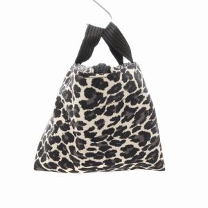 Hervé Chapelier ナイロン舟型トートS ハンドバッグ ミニ レオパード柄 白 ホワイト 黒 ブラック 901F /JS