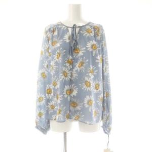 24SS マーガレットフラワープリントブラウス 長袖 36 水色 0124141111 /AT OS