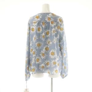 GRACE CONTINENTAL 24SS マーガレットフラワープリントブラウス 長袖 36 水色 0124141111 /AT OS