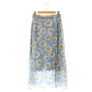24SS マーガレットフラワープリントスカート ロング 36 ブルー /DF OS