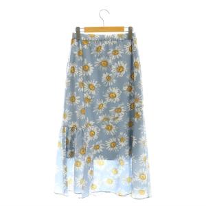 GRACE CONTINENTAL 24SS マーガレットフラワープリントスカート ロング 36 ブルー /DF OS